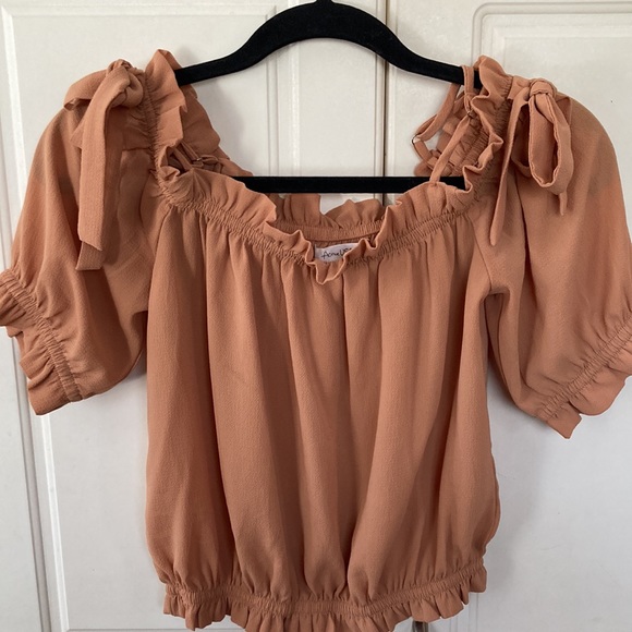❤️🔥5/20$ ACTIVE USA💫Women’s Summer☀️Sexy Tan Short Sleeve Bow Cropped Top - Picture 3 of 8